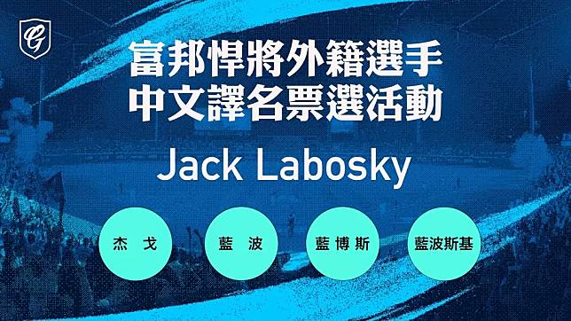 悍將新洋投Jack Labosky開放球迷投票中文譯名。富邦悍將提供