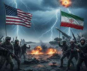 美國與伊朗。(AI生成圖)
