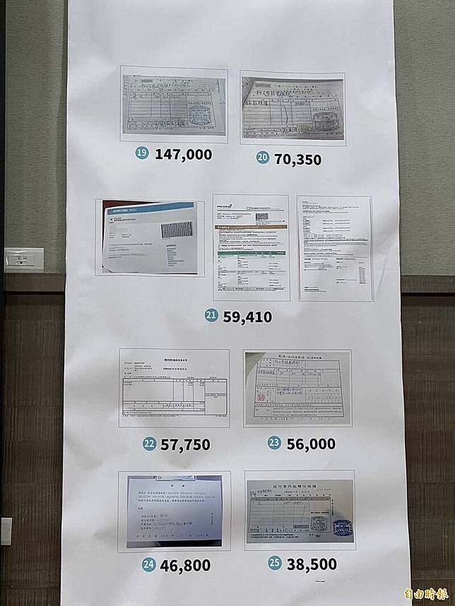 民眾黨主席柯文哲涉政治獻金假帳風波延燒，民眾黨今(29)日召開「政治獻金外界疑義 一次澄清記者會」，並在現場公布單據。(記者劉信德攝)