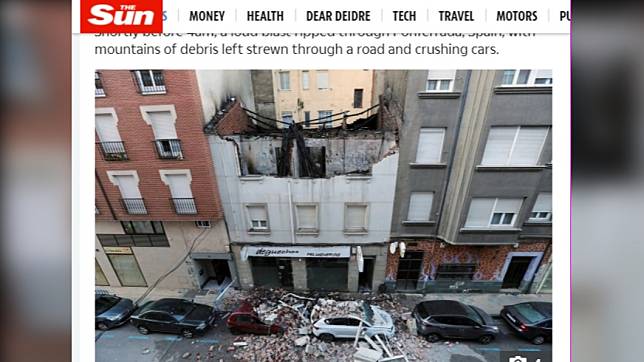 西班牙一名男租客憤怒炸掉租處屋頂。（圖／翻攝自《太陽報》）
