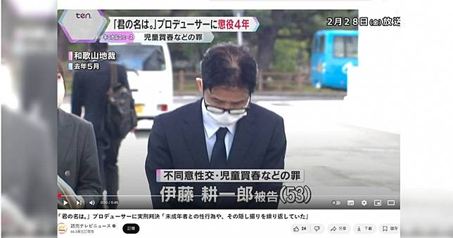《你的名字》製作人「買春未成年少女11次」還偷拍影片　遭判4年徒刑