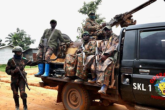 File photo taken on July 25, 2024 shows soldiers seen in Cantine, a village in North Kivu Province, the Democratic Republic of the Congo (DRC). (Photo by Alain Uyakani/Xinhua)