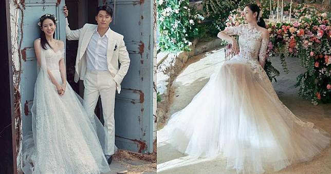 孫藝珍和玄彬今日結婚兩周年，前者在社交網公開兩張從未曝光婚紗照。（網上圖片）