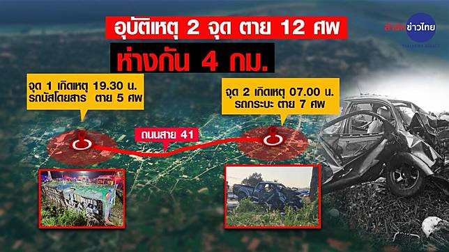 สั่งตรวจสอบถนนจุดเกิดเหตุรถทัวร์คว่ำ-กระบะชนต้นไม้