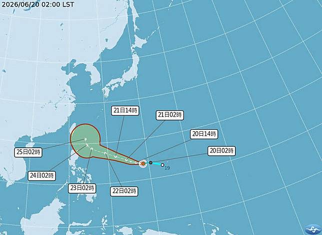 輕颱「米克拉」今天凌晨形成。(氣象署提供)