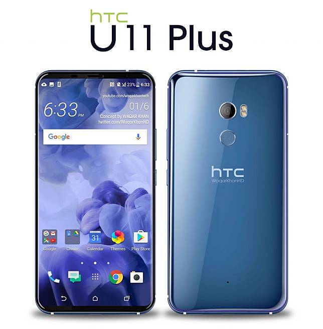 HTC U11 Plus 的渲染照於網路流出。(圖翻攝自Technobuffalo)