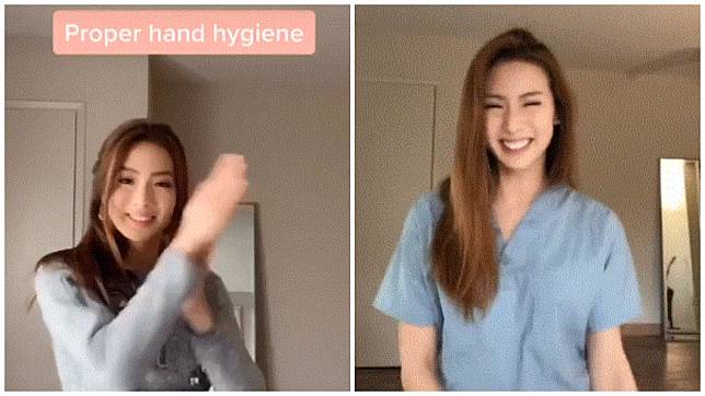 正妹護士宣導防疫，露出甜美笑容吸引上百萬人點讚。(圖／翻攝自Instagram@mikirai)
