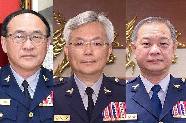 警政署今天發布人事案，張榮興（中）將任台北市警局長、廖訓誠（右）將任新北市警局長、吳坤旭（左）將任桃園市警局長。（合成照片／警政署提供）
