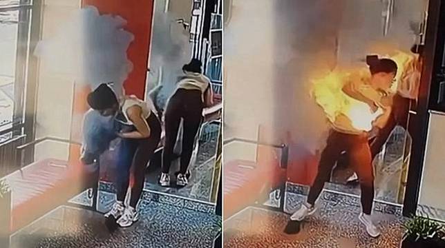 包包裡行動電源突然爆炸，燒傷迪莉婭拉。翻攝自X