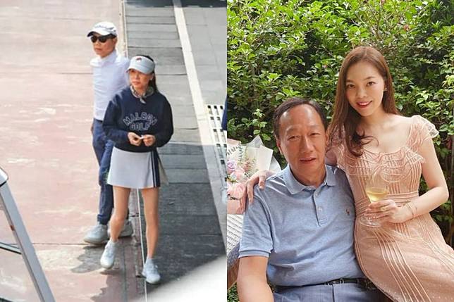 曾馨瑩（ 右起）與郭台銘及謝女至今未對風波做任何回應。右翻攝hsin_ying_tseng IG、左翻攝《鏡週刊》