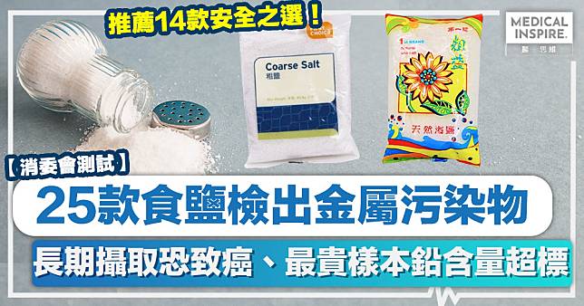 消委會食鹽｜25款食鹽檢出金屬污染物、長期攝取恐致癌、最貴樣本鉛含量超標！