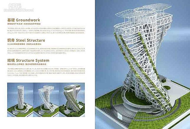 「陶朱隱園」為比利時裔的法國建築師文森・卡利博（Vincent Callebaut）獨一無二的作品。圖／中華工程提供