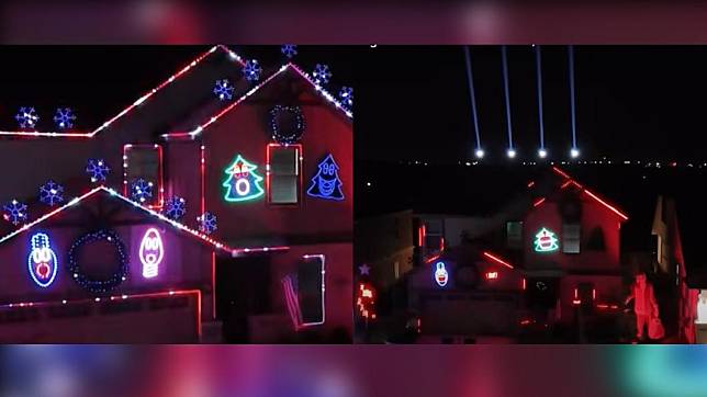 德州男子將屋子改造成耶誕燈光屋。（圖／翻攝自《紐約郵報》）