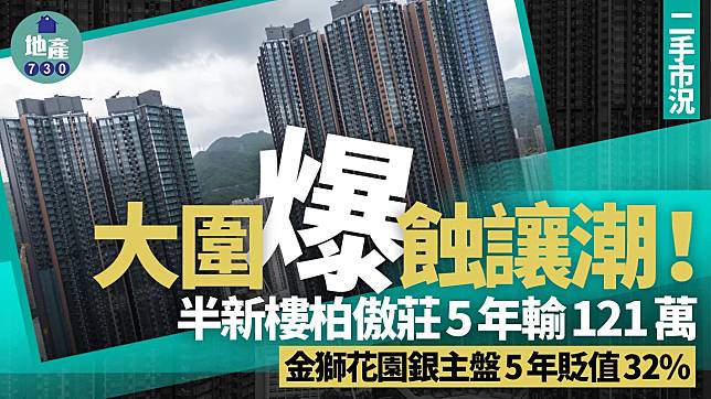 大圍爆蝕讓潮 半新樓柏傲莊5年輸121萬 金獅花園銀主盤5年貶值32%｜二手市況