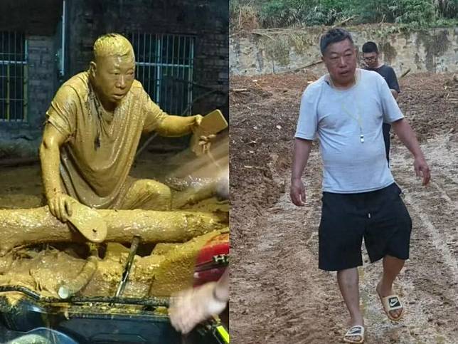 中國雲南馬關縣的基層幹部田如良，在疏散村民時一度遭泥石掩埋，脫困後繼續協助疏散，一身泥的照片在網路爆紅。翻攝中華網
