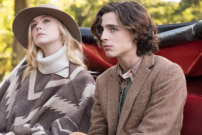 Timothée Chalamet and Elle Fanning in a still from A Rainy Day in New York (category TBC), directed by Woody Allen.