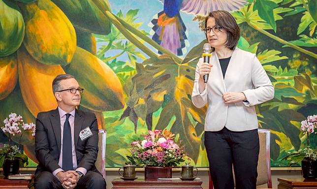 蕭美琴接見「美國台灣商業協會」（USTBC）訪團。總統府提供