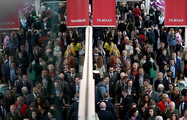 People attend the Labour Party Conference in Liverpool, Britain, on Sept. 23, 2024. (Xinhua/Li Ying)