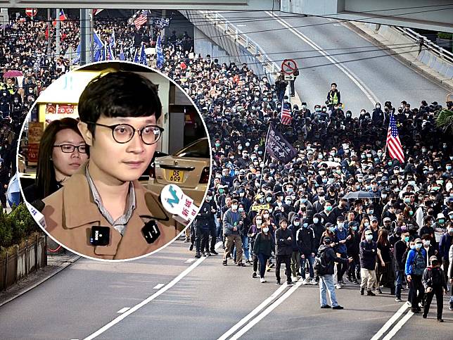 劉頴匡會見傳媒後，被警方帶走。