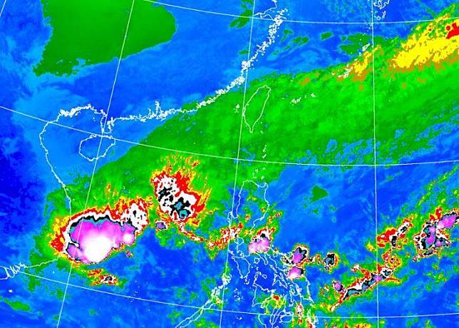 位於南海的帕布颱風水氣北大，全台都有降雨出現。(圖擷自中央氣象署)