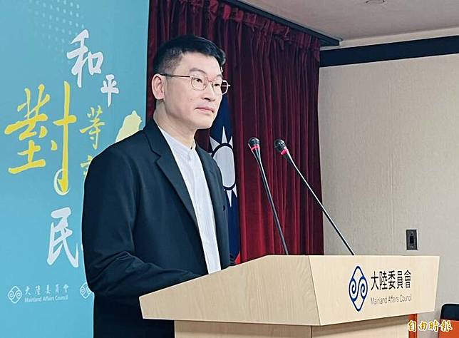 陸委會發言人梁文傑。(記者陳鈺馥攝)