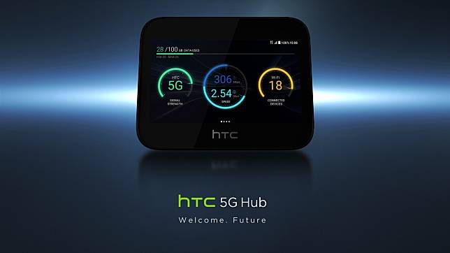 HTC（宏達電）今（25）日展出HTC最新首款5G mobile smart hub。   圖：HTC/提供
