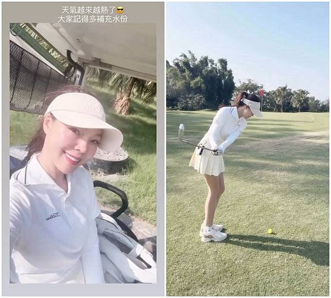曾馨瑩分享打高爾夫球的動態，提醒大家天熱多補充水分。（翻攝hsin_ying_tseng IG）