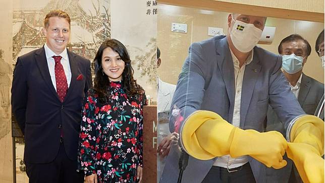 蘇嘉全的瑞典籍女婿喬洛濱（左圖左、右圖左）爆出，因車資糾紛打斷小黃司機牙齒。翻攝VANA、Swedish Chamber of Commerce Taipei臉書
