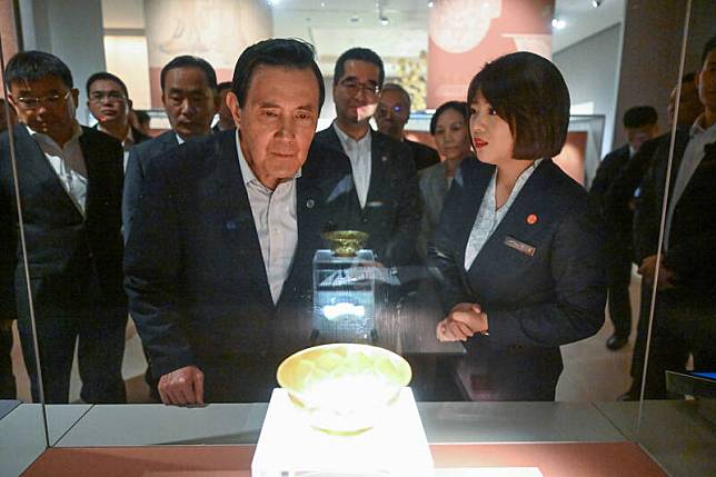 前總統馬英九率團訪問中國，今天參觀陝西歷史博物館。(圖由馬英九基金會提供)