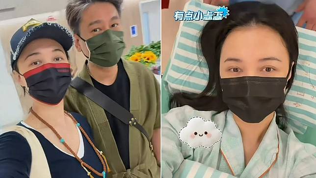 朱孝天載送老婆韓雯雯去醫院動手術。翻攝韓雯雯小紅書