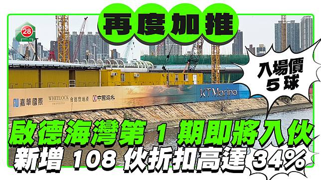 啟德海灣第1期即將入伙 加推108伙折扣高達34% 入場費5球