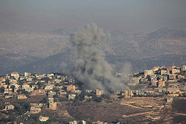 Smoke billows after Israeli airstrikes in the town of Adaisseh, Lebanon, Oct. 5, 2024. (Photo by Taher Abu Hamdan/Xinhua)