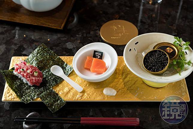 「名物」以CAVIAR HOUSE & PRUNIER魚子醬貫串三味。（3,500元／人，套餐內容）