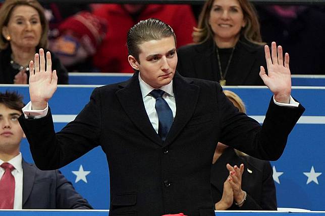 川普與梅蘭妮亞的唯一兒子拜倫（Barron Trump）。（美聯社）