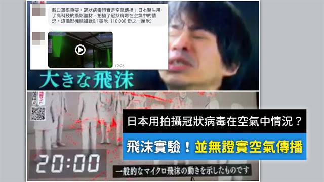 冠狀病毒證實是空氣傳播 日本醫生用了高科技的攝影器材 拍攝了冠狀病毒在空氣中的情況 謠言 影片