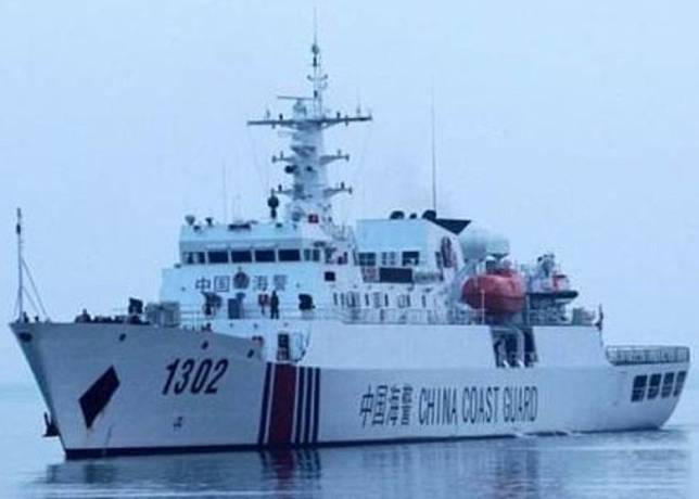 中國海警1302艦艇編隊在釣魚島附近海域巡航。