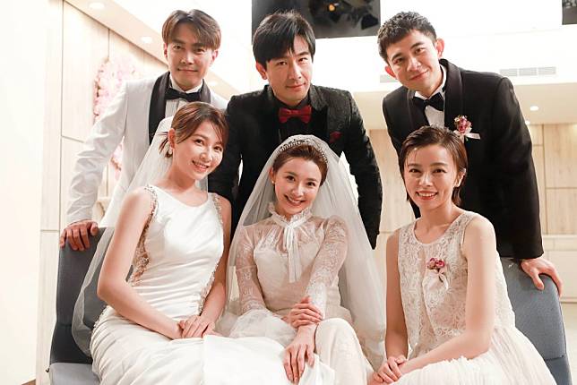 民視《愛的榮耀》首次出現2組CP同場結婚，伴娘王瞳也美美入鏡。