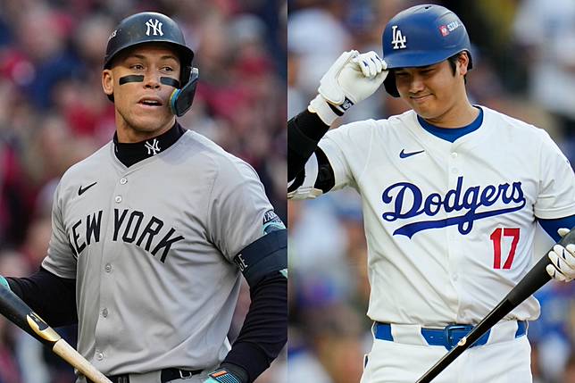 美聯MVP候選人法官Aaron Judge（左圖：圖片來源 LINE TODAY：AP/達志影像）對上國聯MVP候選人大谷翔平（右圖：圖片來源 LINE TODAY：AP/達志影像），為本次世界大賽增添看點。