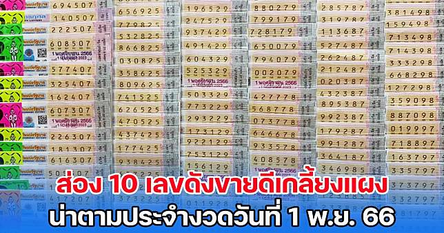 ส่อง 10 เลขดังขายดีเกลี้ยงแผง น่าตามประจำงวดวันที่ 1 พ.ย. 66