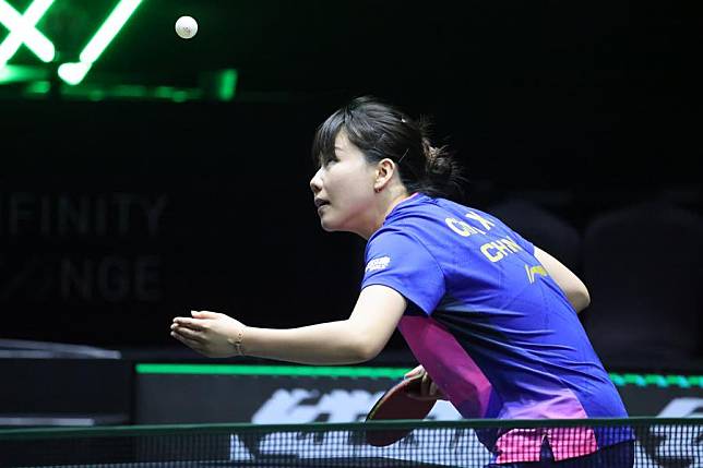 Chen Xingtong of China serves during the women's singles round of 32 match against Chien Tung-Chuan of Chinese Taipei at the WTT Saudi Smash in Jeddah, Saudi Arabia, May 7, 2024. (Xinhua/Wang Haizhou)
