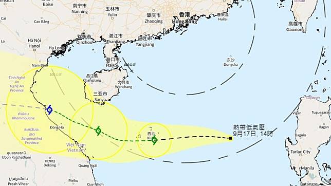 熱帶低氣壓進入本港800公里