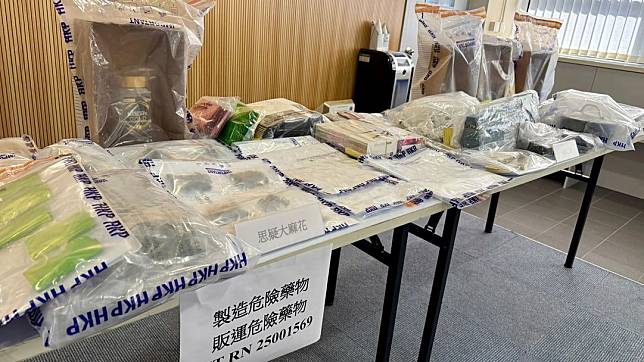 警方在涉案男子身上檢獲近2公斤大麻花