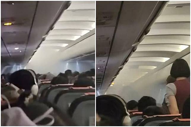 菲律賓皇家航空從長灘島飛往上海的RW602班機，昨（19日）起飛後發生行動電源在機上爆炸事件。（翻攝自微博百姓關注）