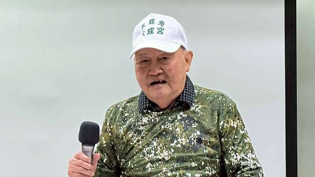 陸軍退役少將邱衛邦 2025.4.01出席守護家園 保衛台灣《退役將領挺身反共護台-大路跑大縱走》記者會。郭宏章攝