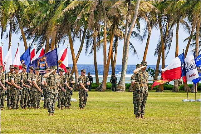 美軍陸戰隊廿六日啟用位於西太平洋、中國與北韓飛彈打擊範圍內的關島基地「布拉茲營」(Camp Blaz)。(圖：取自美軍陸戰隊臉書)