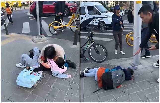 北京海淀區中關村第三小學28日下午驚傳持刀砍人案，數名學童遭受攻擊倒地。(圖翻攝自李老師不是你老師X平台)