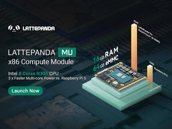 LattePanda Mu: the x86 Microcomputer Module with Intel 8-Core N305 CPU and 16GB RAM