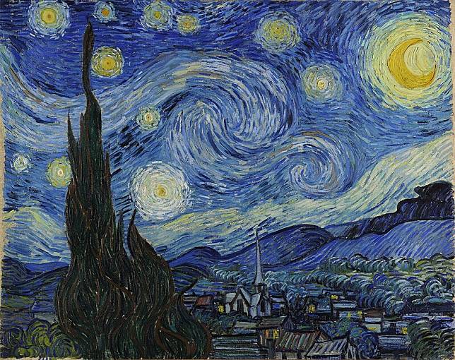 梵谷《星夜》。圖／Vincent van Gogh, Public domain, via Wikimedia Commons