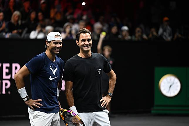 圖Roger Federer 在拉沃盃的告別戰搭擋，就是「西班牙蠻牛」Rafael Nadal：Laver Cup／博斯運動