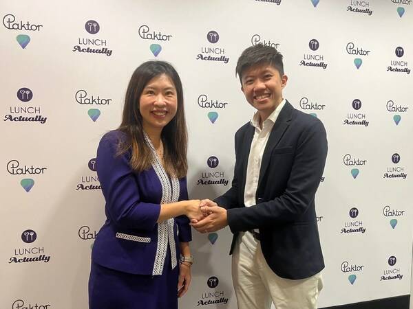 Violet Lim, Chief Executive Officer and co-founder of Lunch Actually (left), and Alex Tam, Group CEO of Paktor (right)